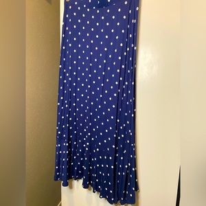 Talbots Maxi Skirt Size Small Petite Navy with white Polka Dots